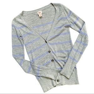 Mossimo Gray & Purple Stripe Button Cardigan XS